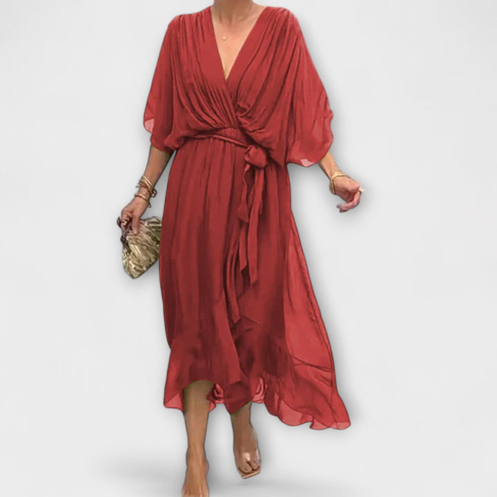 Ines - Chiffonkleid mit V-Ausschnitt