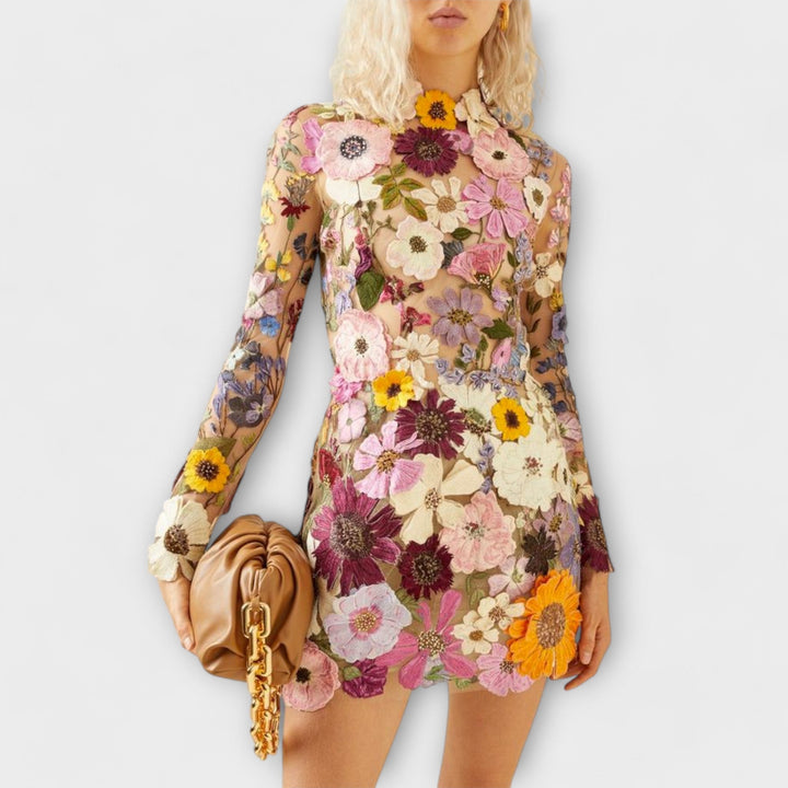 Magrit - Kleid mit 3D-Blumenmuster