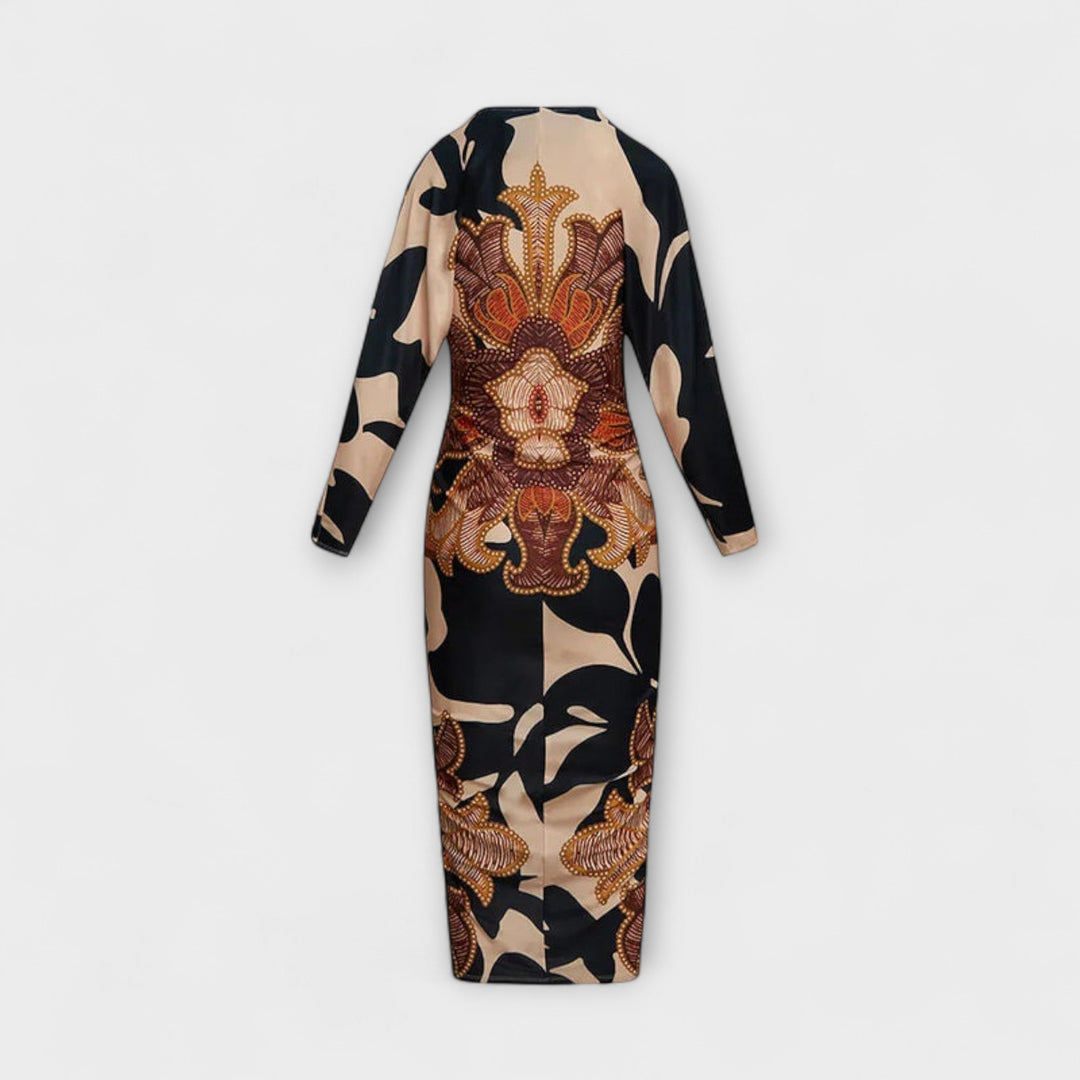 Gertrud - Einzigartiges Dolman-Midikleid mit brasilianischem Print
