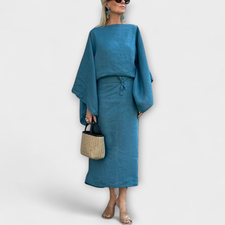 Mila - Kimono Kleid aus Leinen und Baumwolle