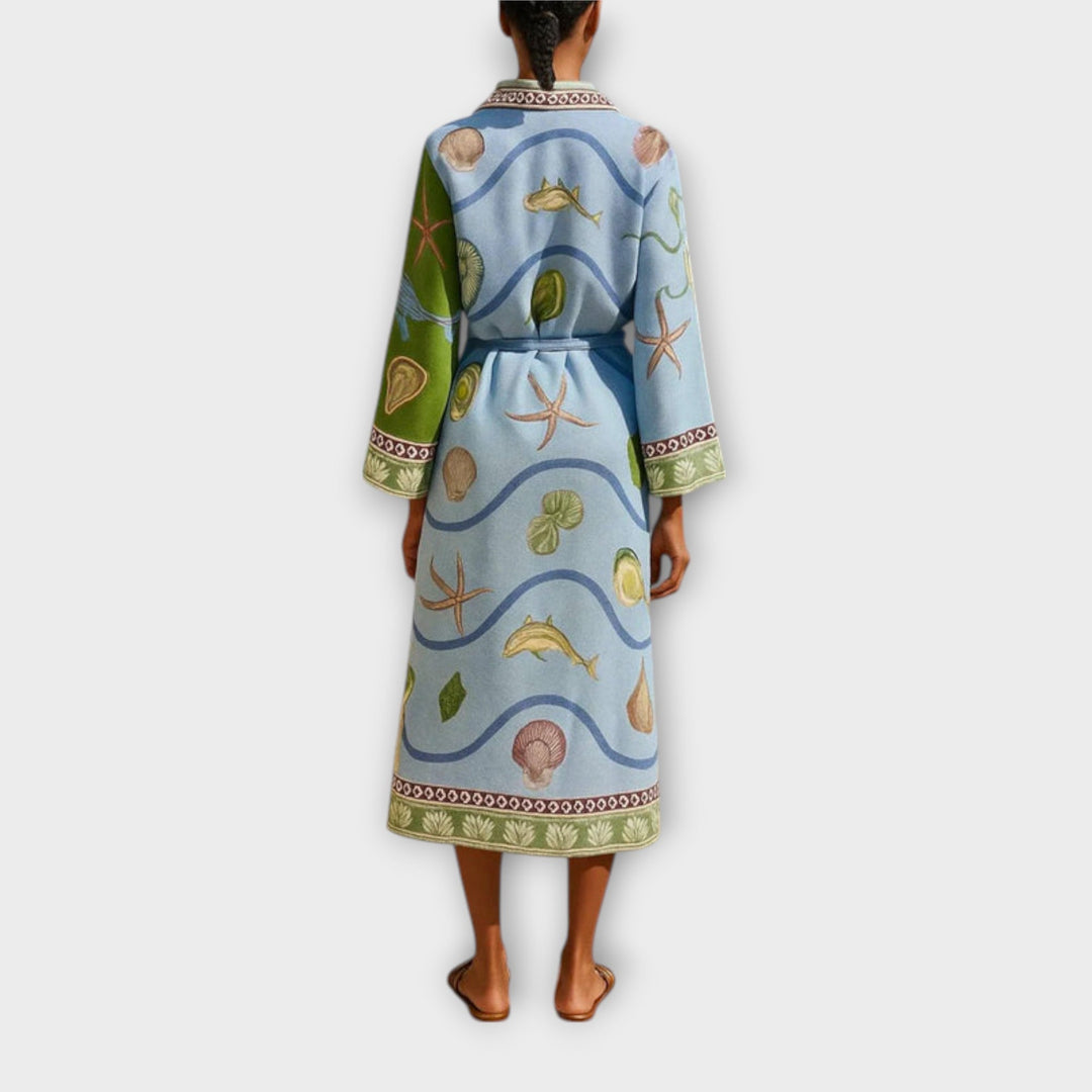 Hedda - Bedrucktes Twill Midi Hemdkleid mit Gürtel