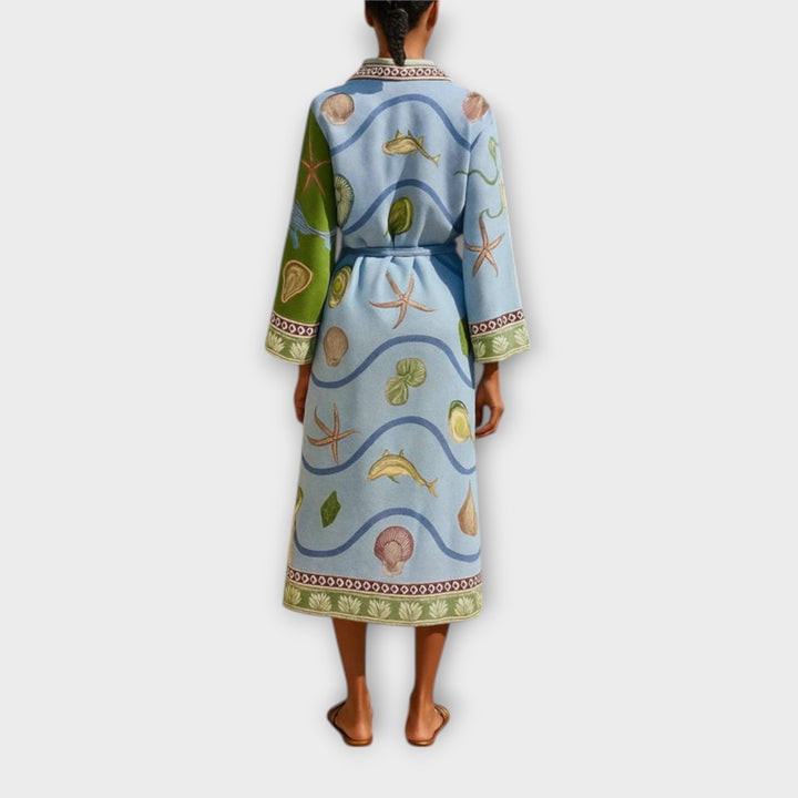 Hedda - Bedrucktes Twill Midi Hemdkleid mit Gürtel