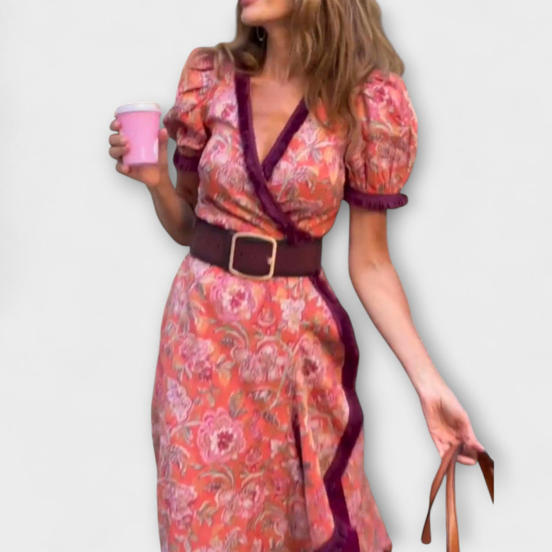 Jacqueline - Elegantes Maxi-Kleid mit kurzen Ärmeln