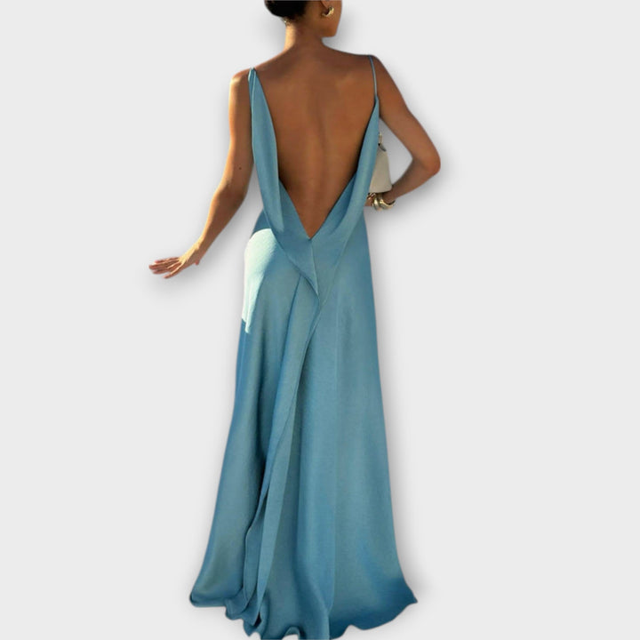 Susi - Schickes Satin-Maxikleid mit hohem Schlitz