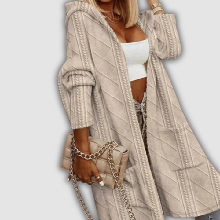 Emma - Langer Strickcardigan mit Kapuze