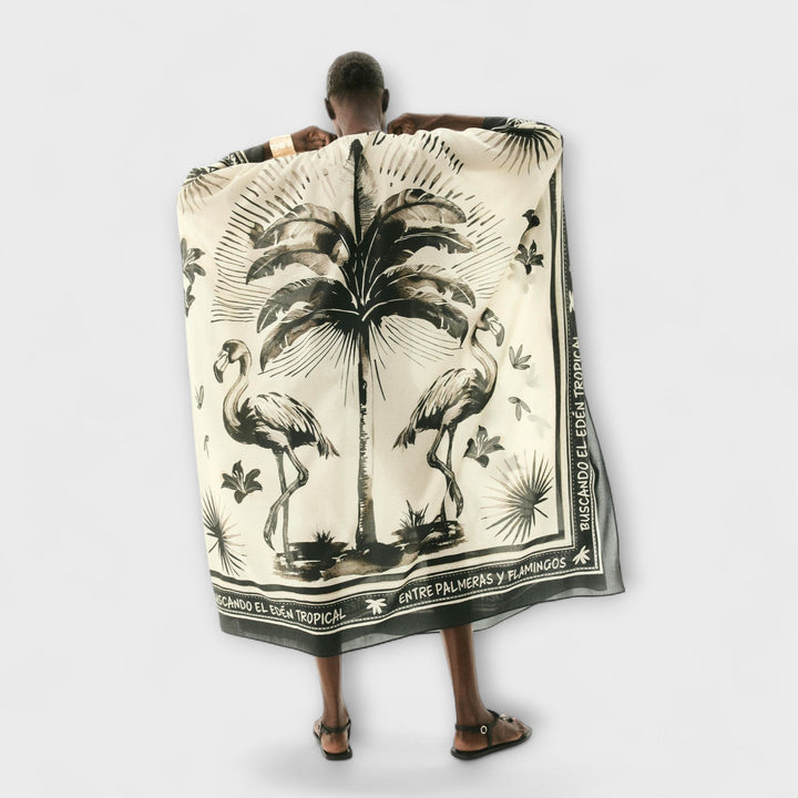 Susanne - Extra-großes Flamingo-Print Kaftan Maxikleid