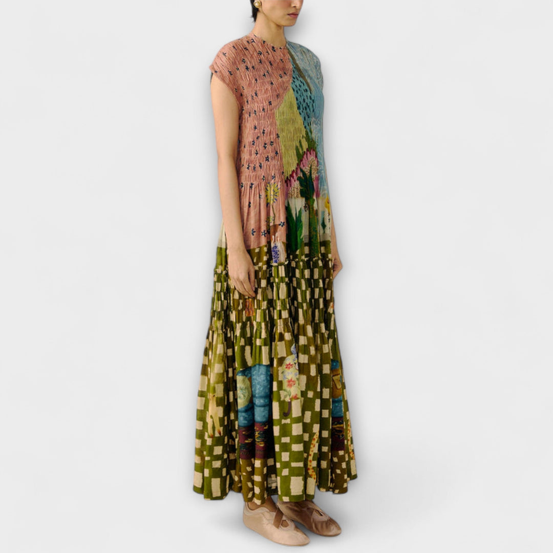 Kerstin - Plissiertes Kleid mit Animal-Print