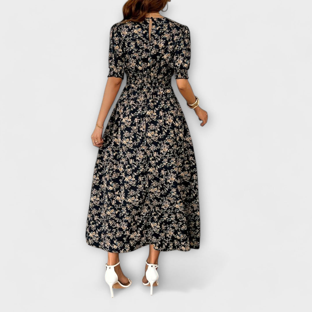 Käthe - Kleid mit Rundhalsausschnitt und Blumenmuster