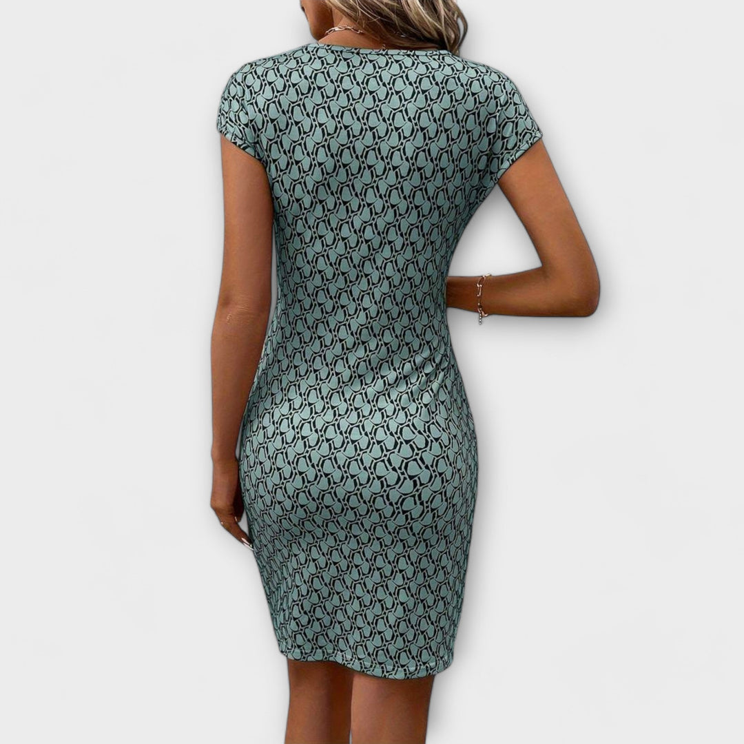 Silke - Kurzärmeliges Tulpenkleid mit Allover-Druck
