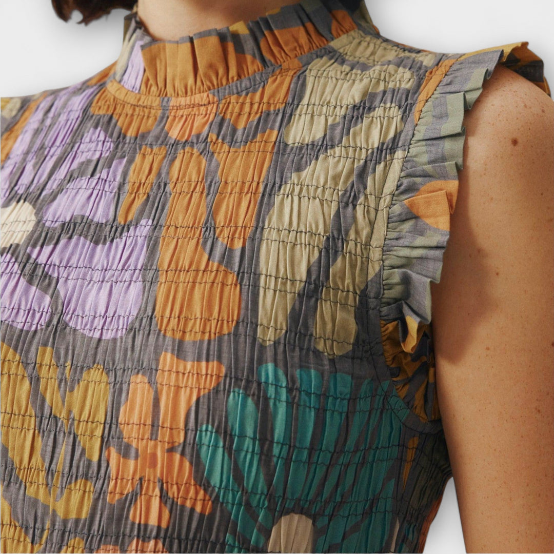 Annalena - Mehrfarbiges Botanisches Midi Kleid