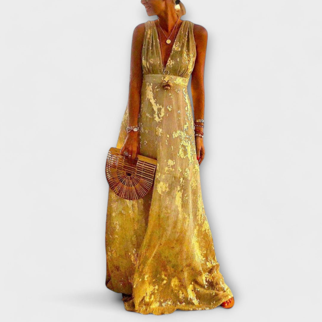 Sybilla - Fließendes Kleid mit V-Ausschnitt und Pailletten-Details