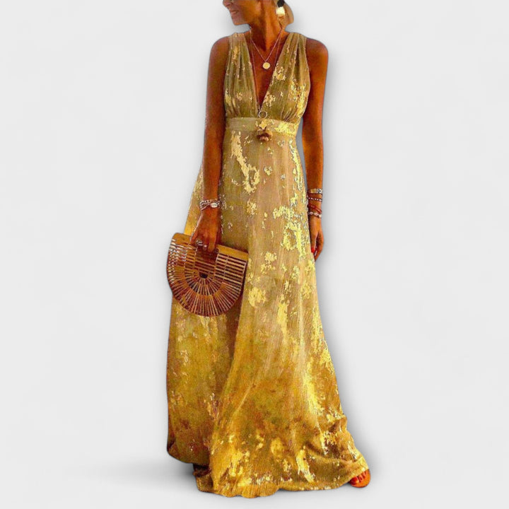 Sybilla - Fließendes Kleid mit V-Ausschnitt und Pailletten-Details