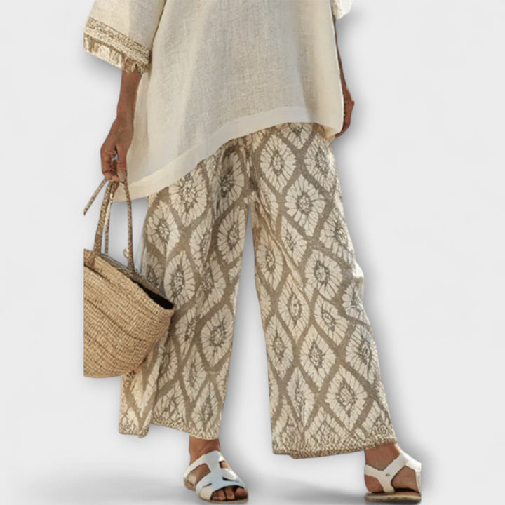 Aurelia - 2-Teiliges Langes Shirt und gemusterte Hose Set