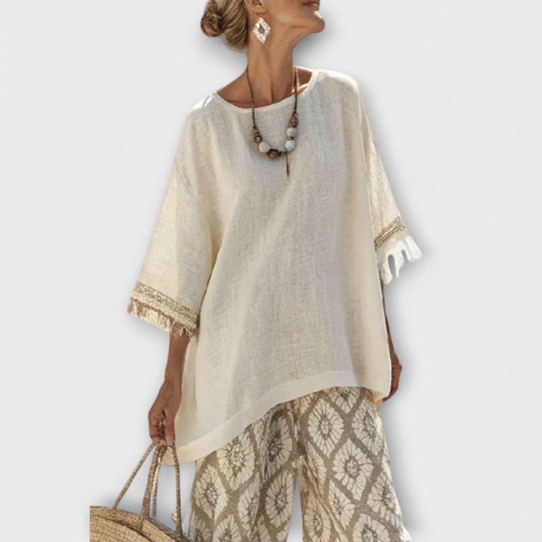 Aurelia - 2-Teiliges Langes Shirt und gemusterte Hose Set