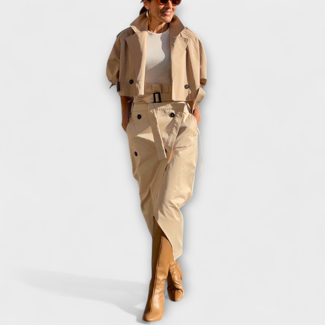 Tilde – Elegantes Set aus Jacke und Midi-Rock mit Taschen