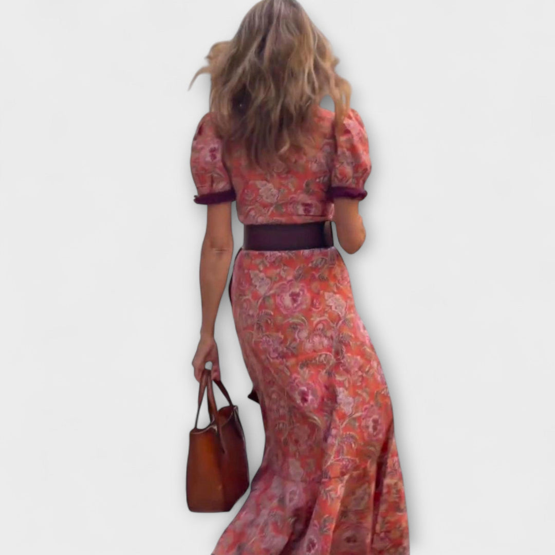Jacqueline - Elegantes Maxi-Kleid mit kurzen Ärmeln