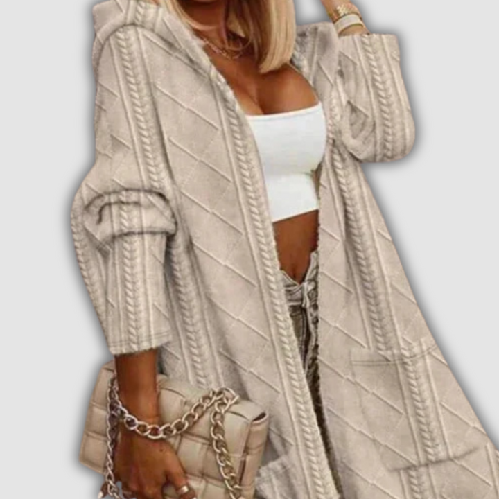 Emma - Langer Strickcardigan mit Kapuze