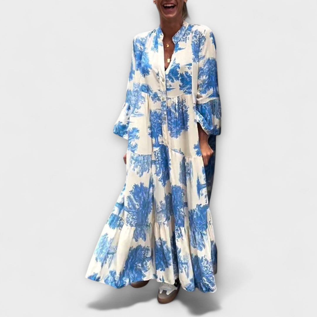 Lilly - Elegantes Floral-Maxi-Kleid