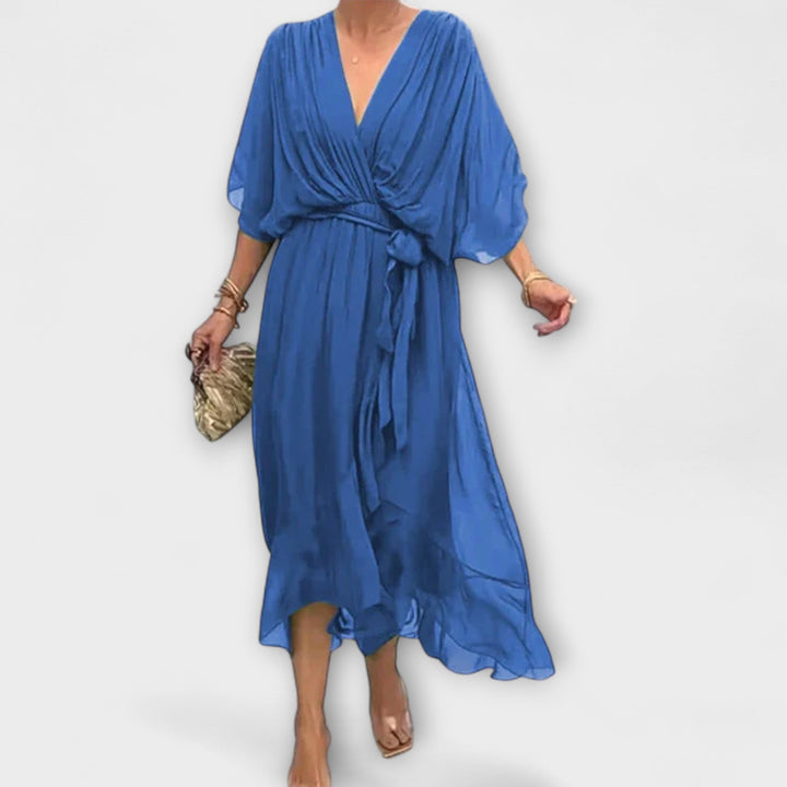 Ines - Chiffonkleid mit V-Ausschnitt