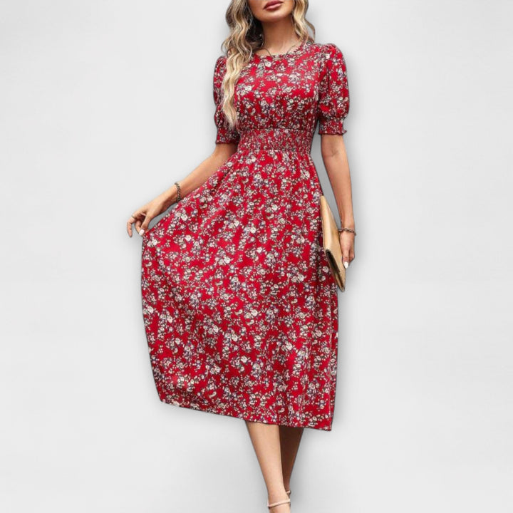 Käthe - Kleid mit Rundhalsausschnitt und Blumenmuster