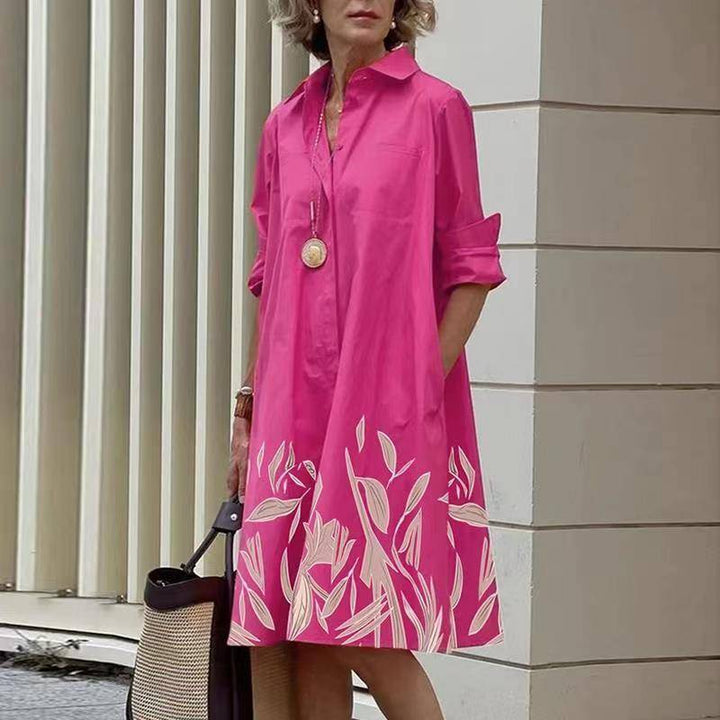 Ursel - Modernes Hemdkleid mit Kragen und Dreiviertel-Ärmeln