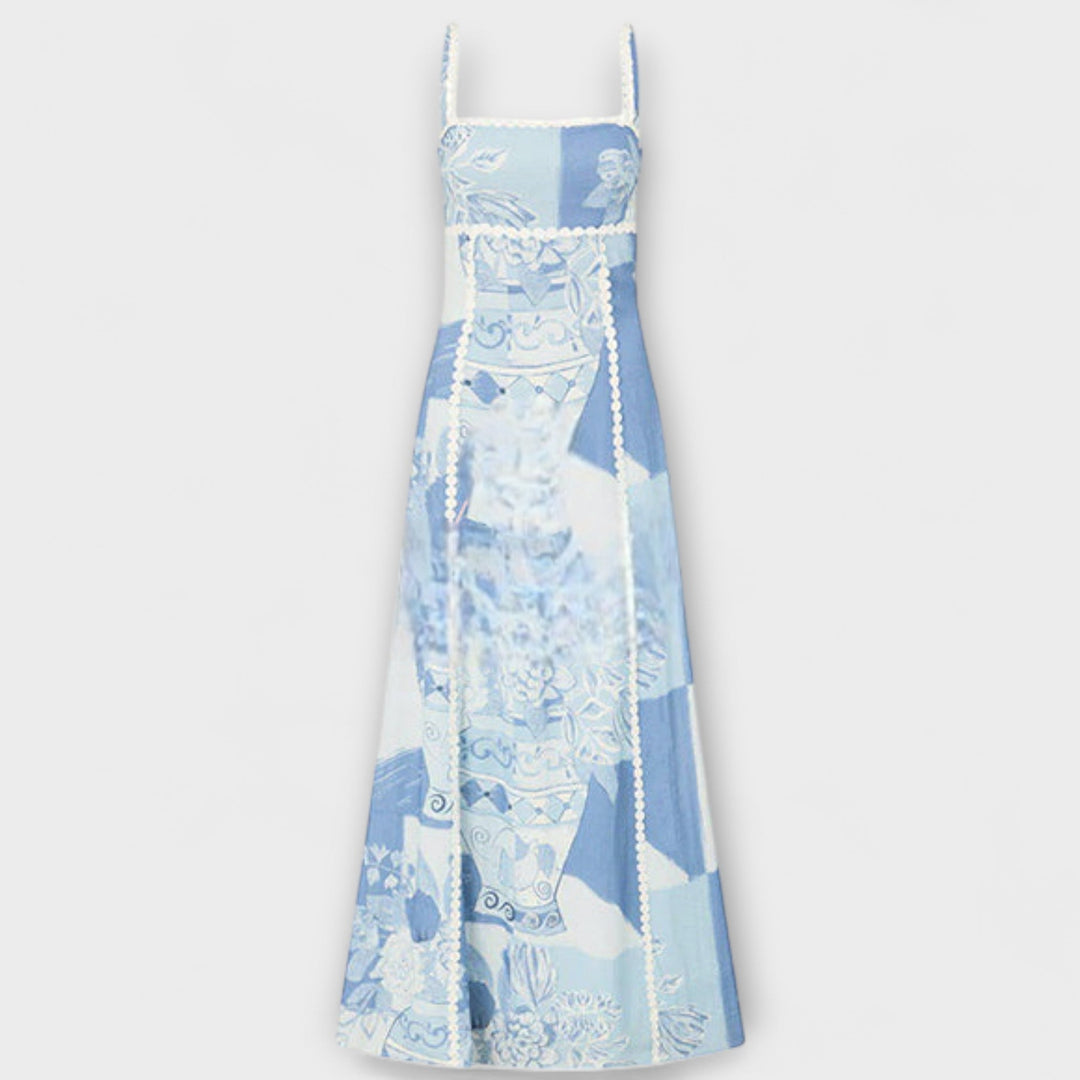 Julia - Slip Flared Leinen Maxikleid