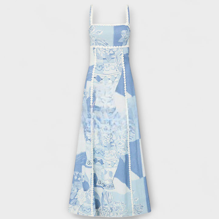 Julia - Slip Flared Leinen Maxikleid