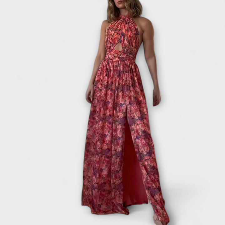 Claudia - Rückenfreies Maxikleid mit floralem Muster