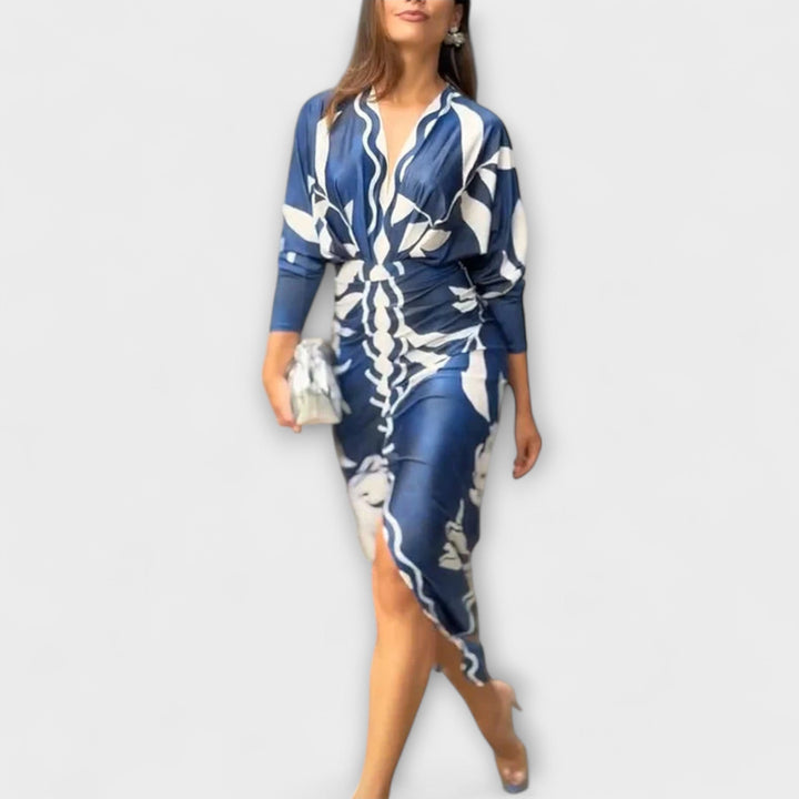 Gertrud - Einzigartiges Dolman-Midikleid mit brasilianischem Print