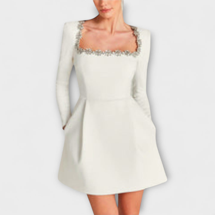 Lena - Samt-Mini-Kleid mit Juwelenverzierung