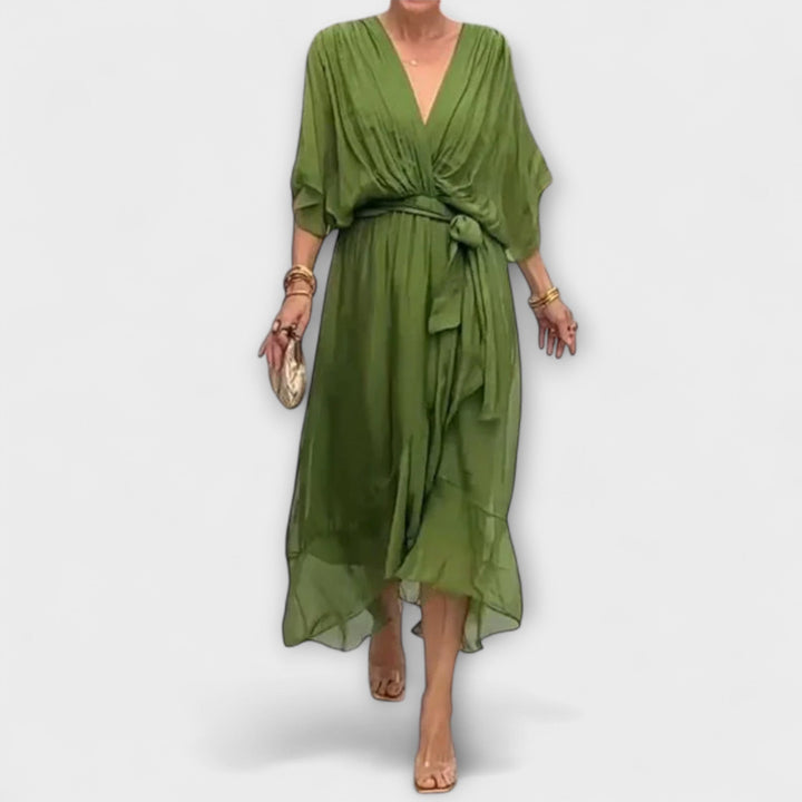 Ines - Chiffonkleid mit V-Ausschnitt