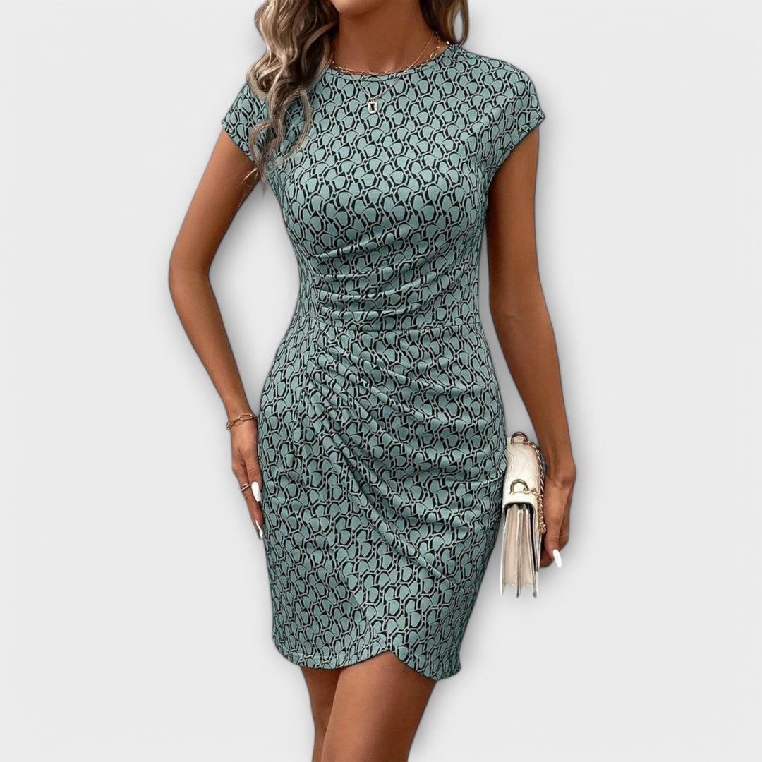 Silke - Kurzärmeliges Tulpenkleid mit Allover-Druck