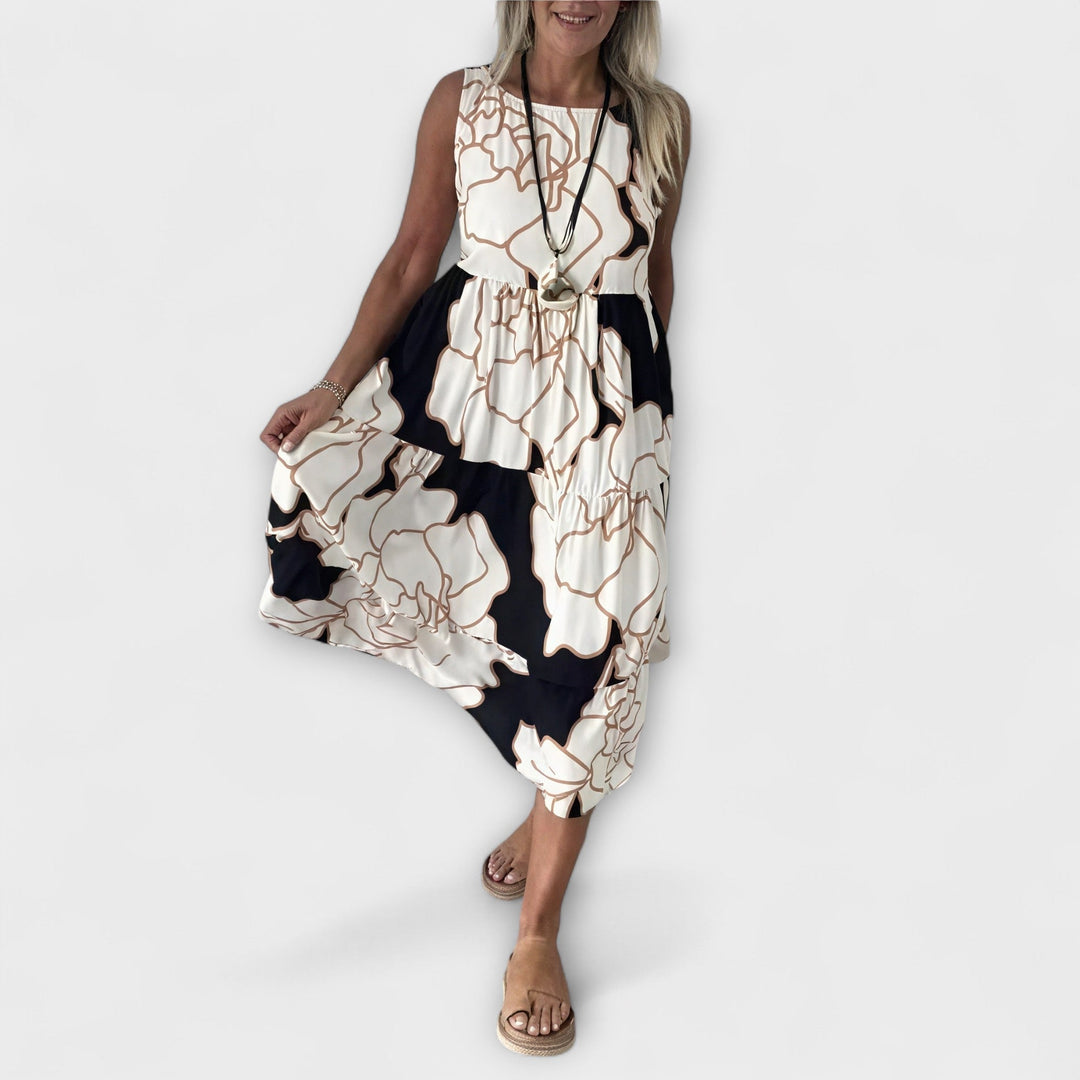 Imke - Geblümtes Midi-Kleid mit Stufenrock