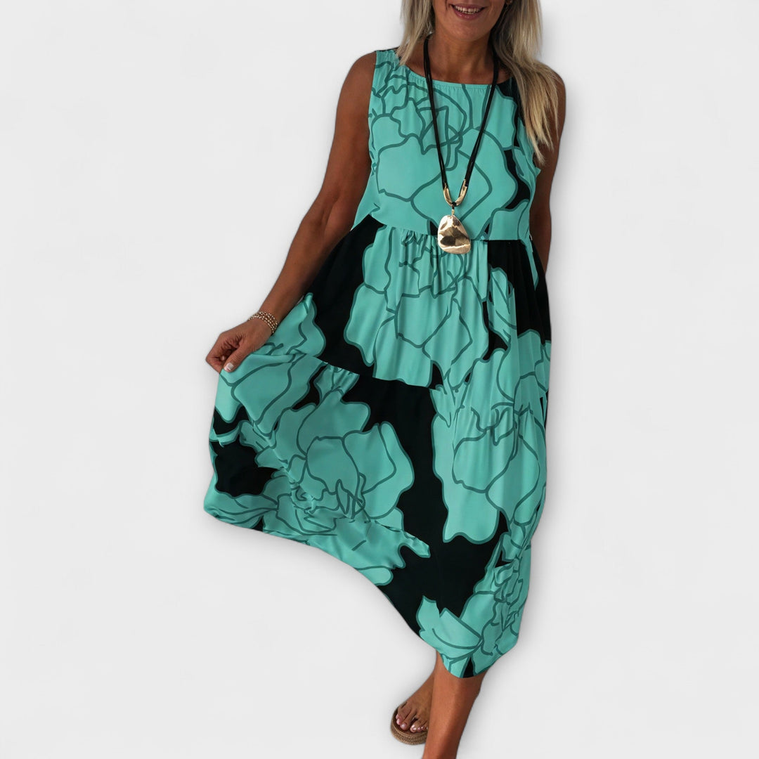 Imke - Geblümtes Midi-Kleid mit Stufenrock