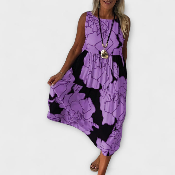 Imke - Geblümtes Midi-Kleid mit Stufenrock