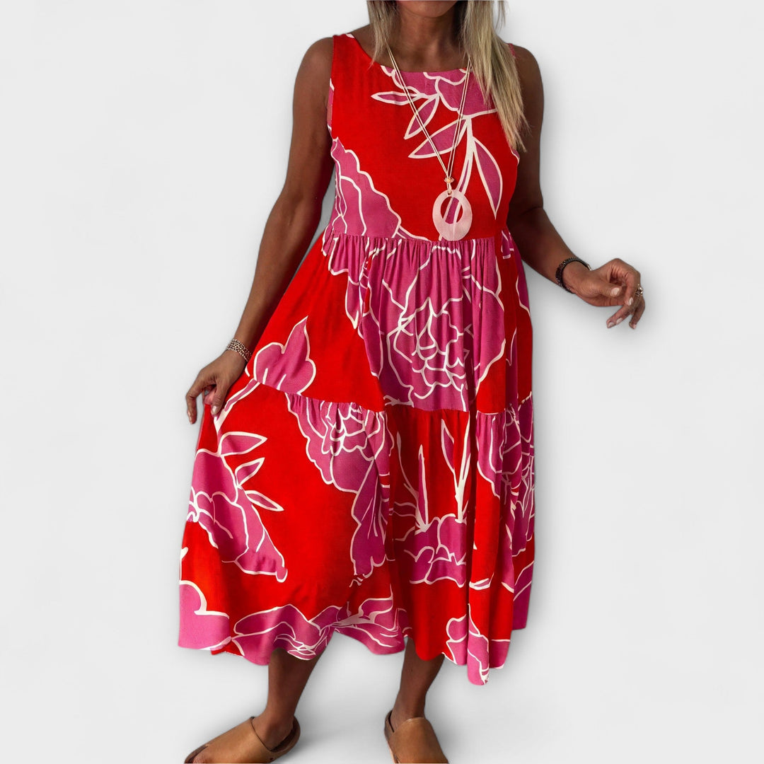 Imke - Geblümtes Midi-Kleid mit Stufenrock