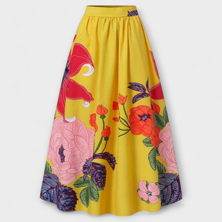 Mailin – Hochtaillierter Midirock Mit Floralem Print