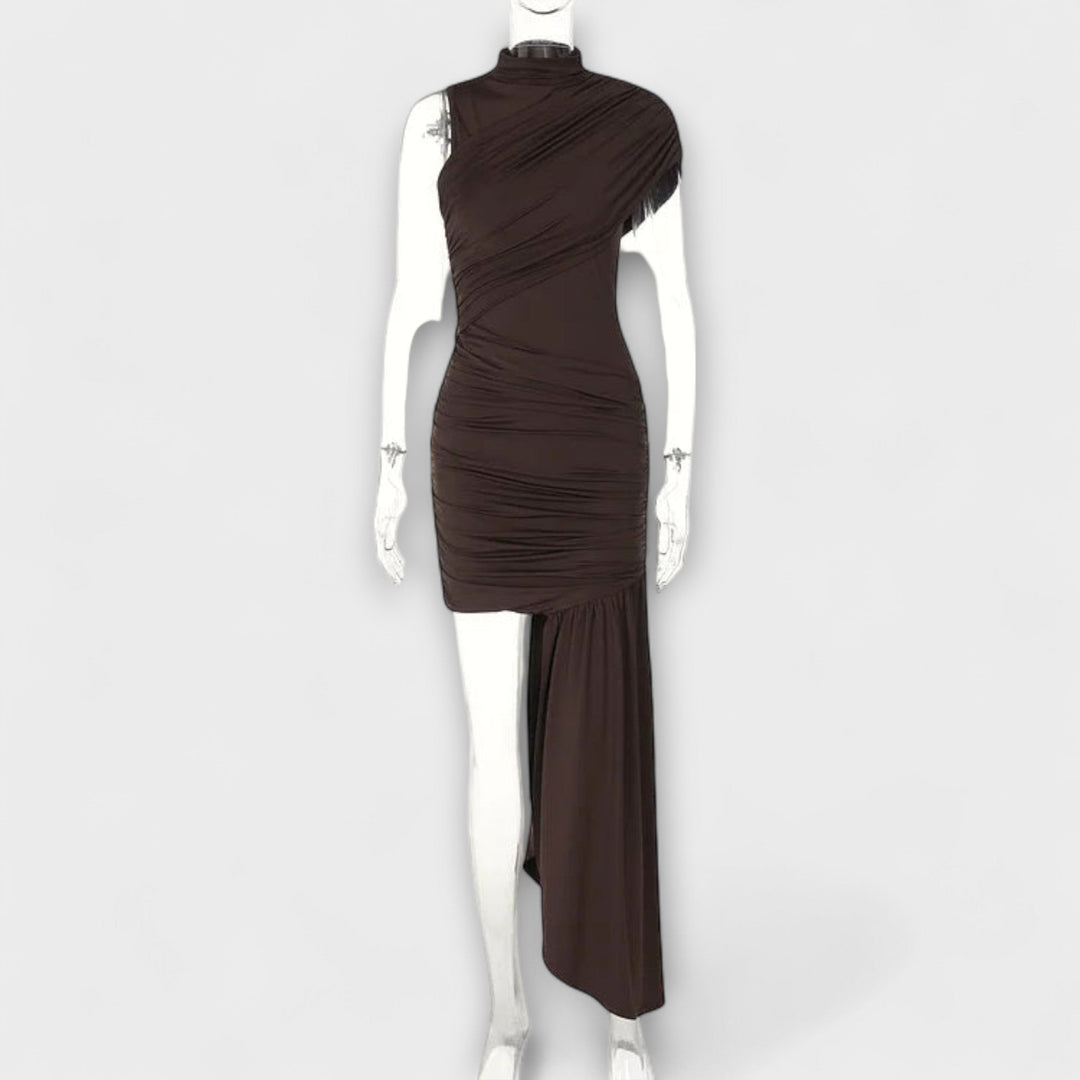 Selina - Schickes, schmal geschnittenes Kleid mit Rundhalsausschnitt und Plissee