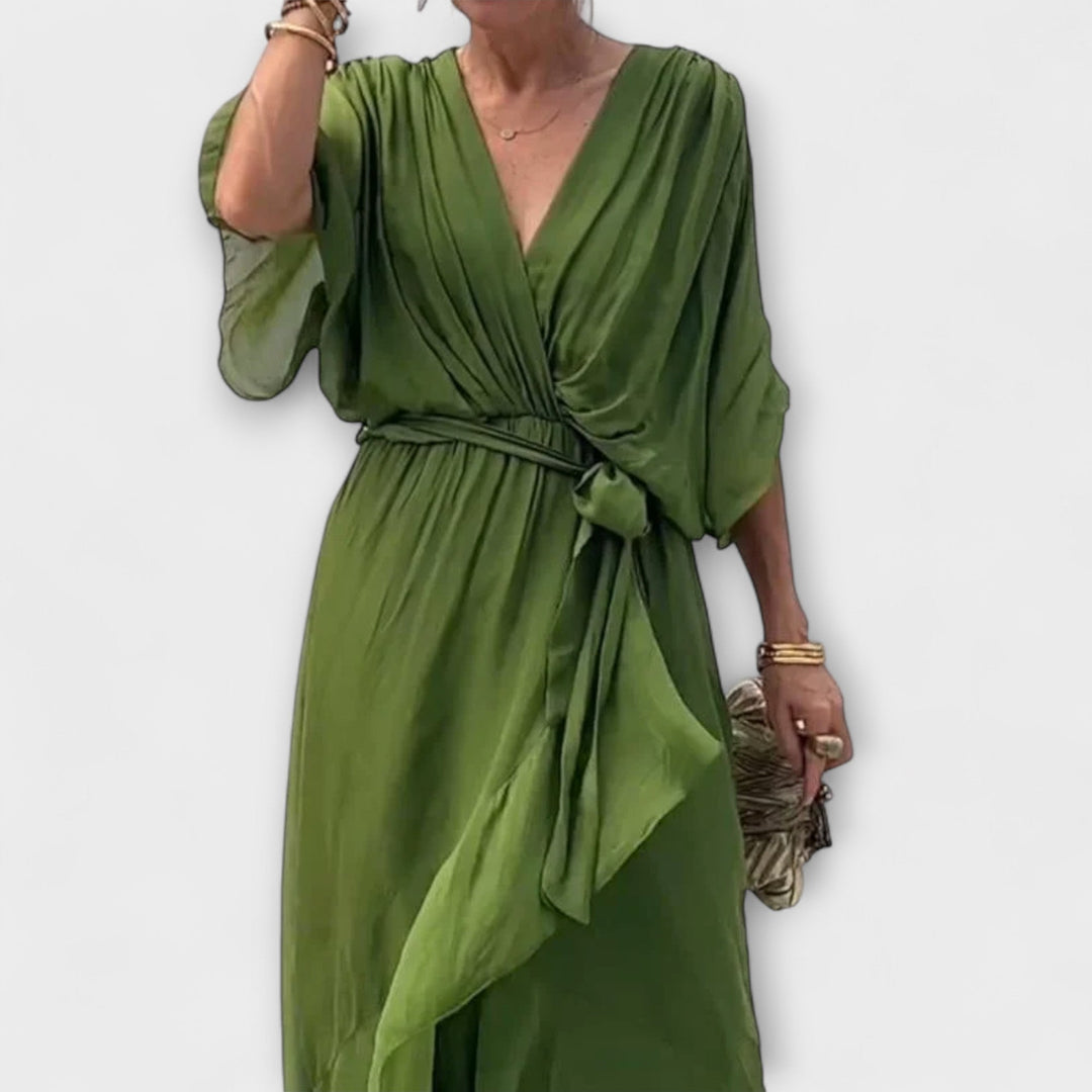 Ines - Chiffonkleid mit V-Ausschnitt