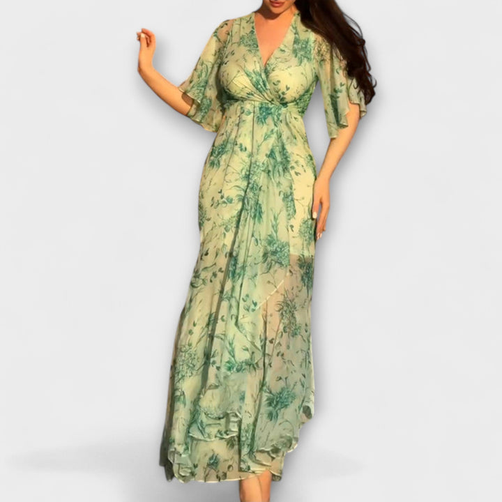 Marlene - Schickes Floral V-Ausschnitt Kleid