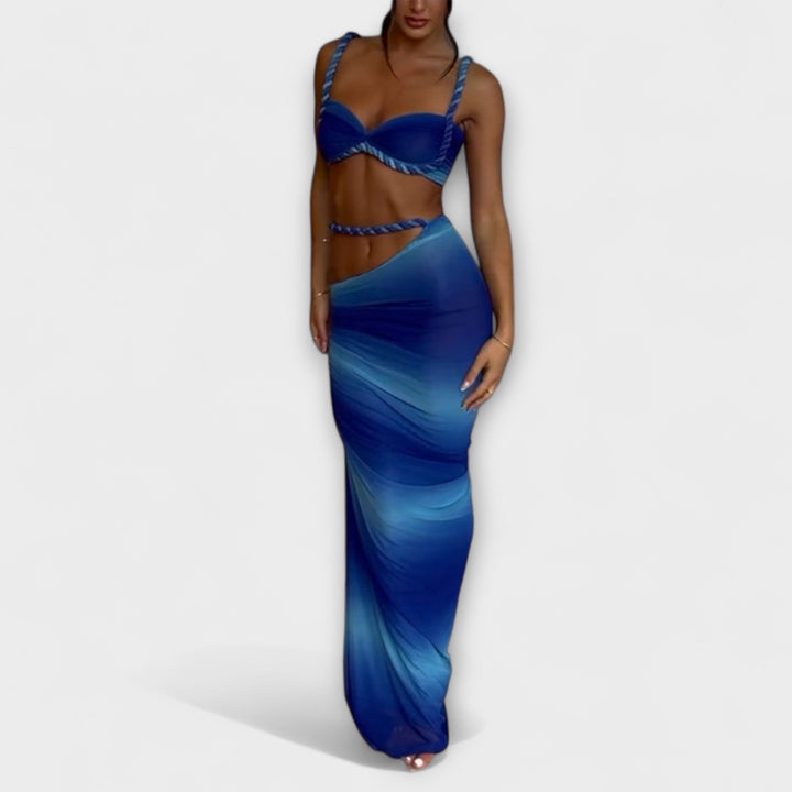 Minka – Stylishes Ombre-Zopfset mit Crop Top & Überrock