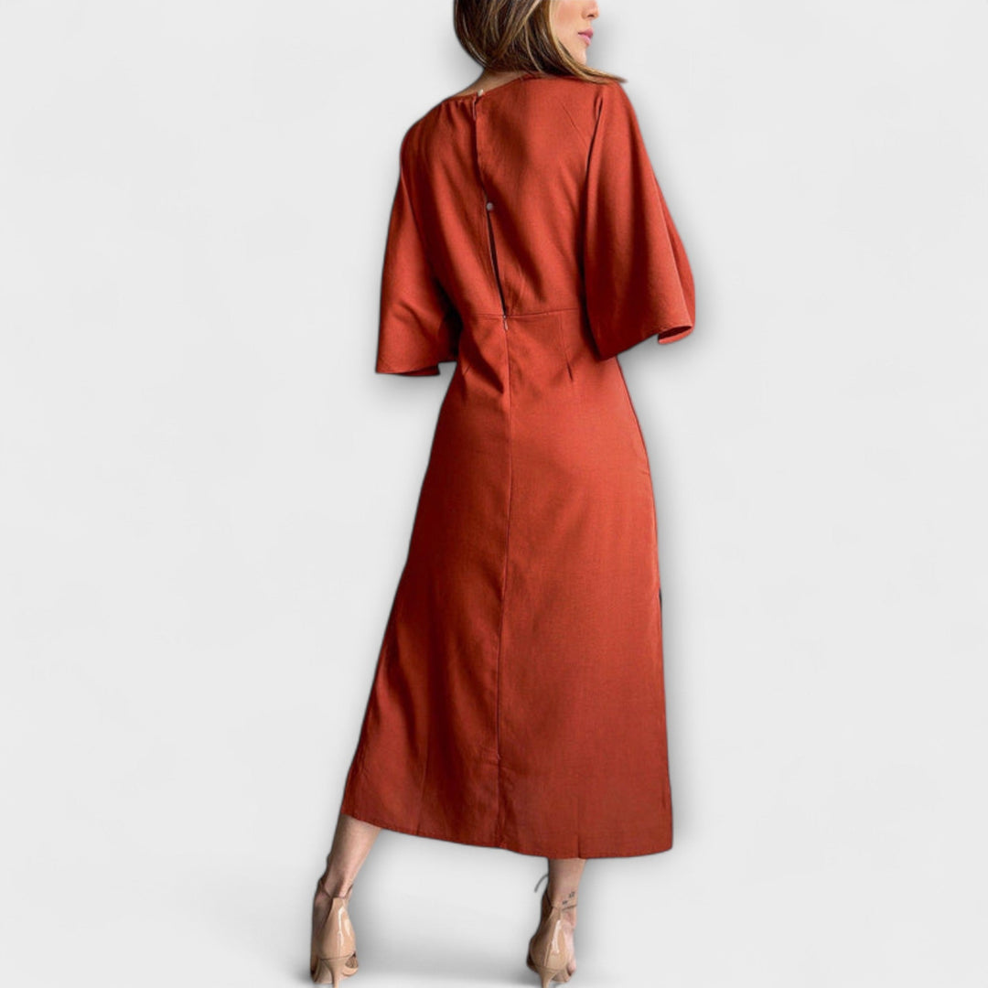 Jasmina - Lässiges Kleid mit V-Ausschnitt und Krawatte