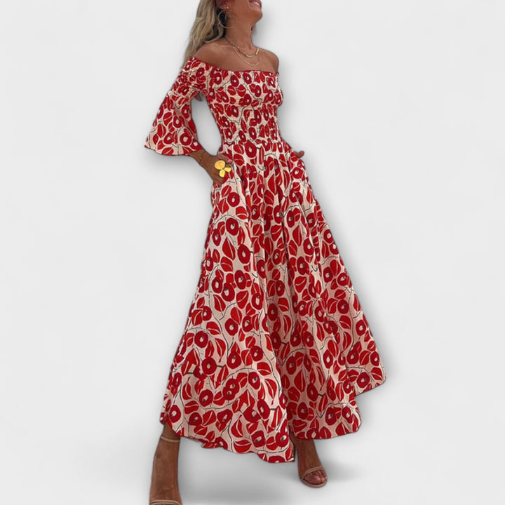 Katharina - Urlaubstaugliches schulterfreies Maxikleid