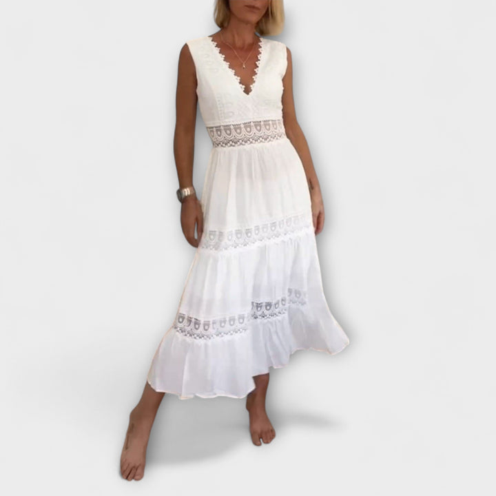 Hannelore - Elegantes V-Ausschnitt Spitzenkleid