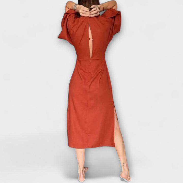 Jasmina - Lässiges Kleid mit V-Ausschnitt und Krawatte