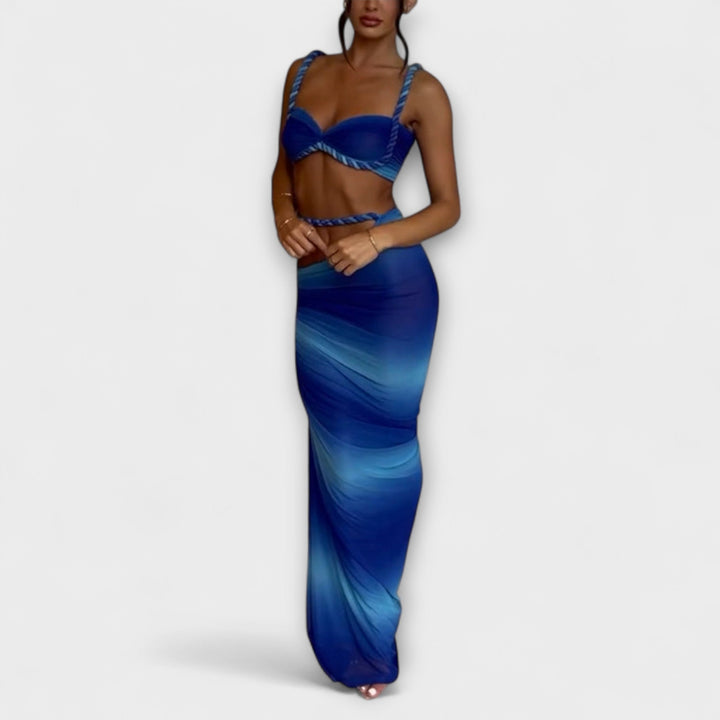 Minka – Stylishes Ombre-Zopfset mit Crop Top & Überrock