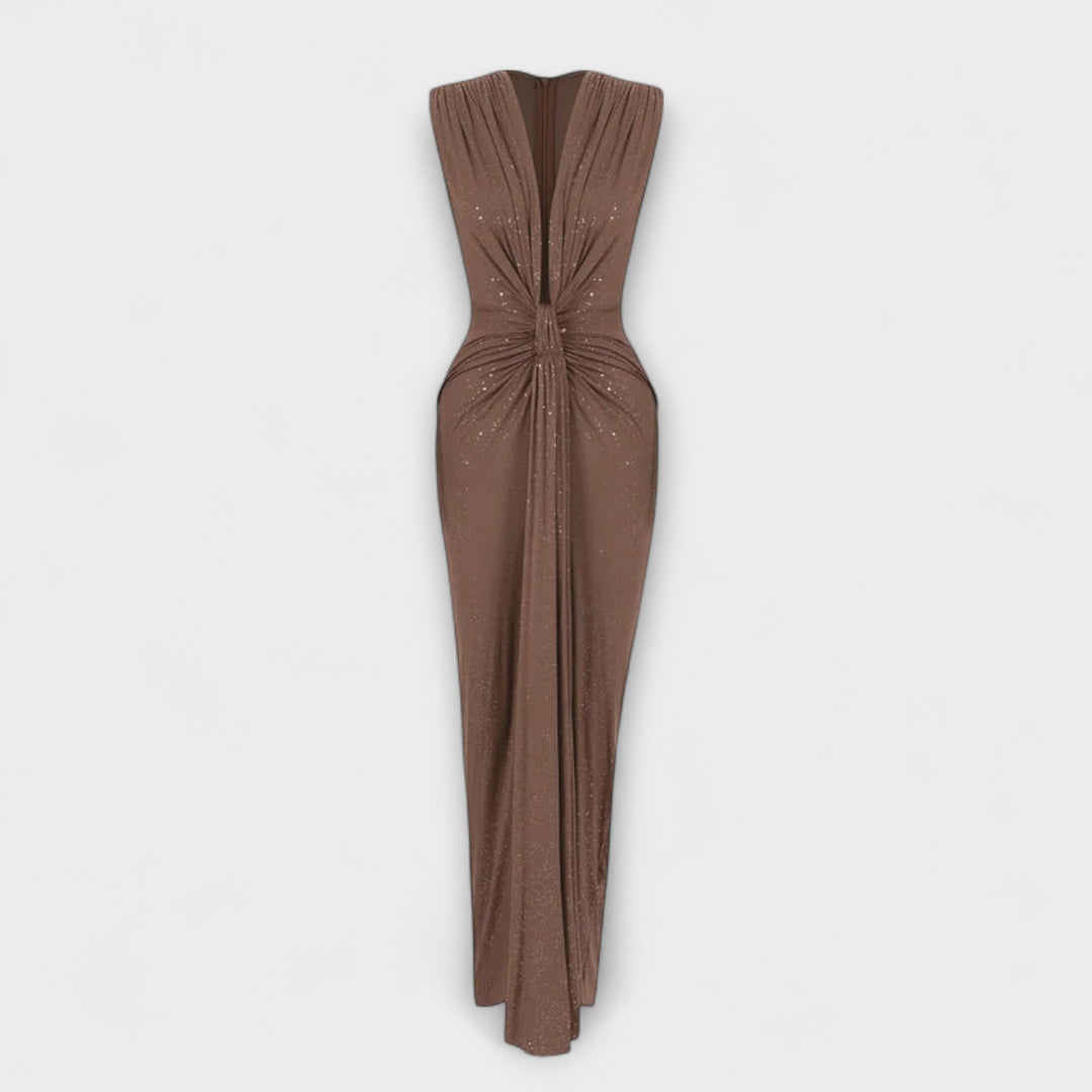 Brigitta - Maxikleid mit tiefem V-Ausschnitt