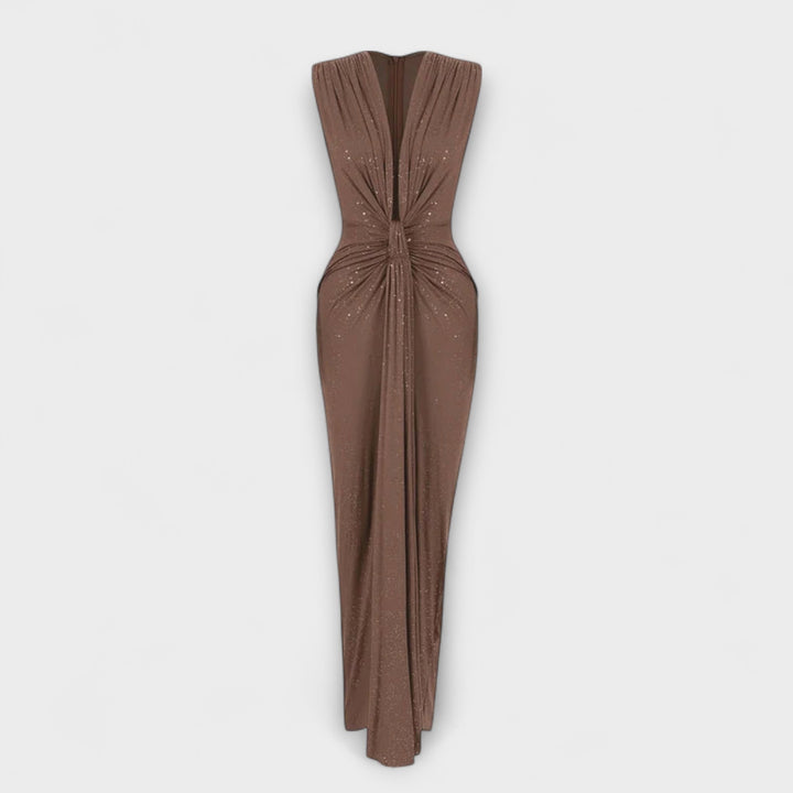 Brigitta - Maxikleid mit tiefem V-Ausschnitt