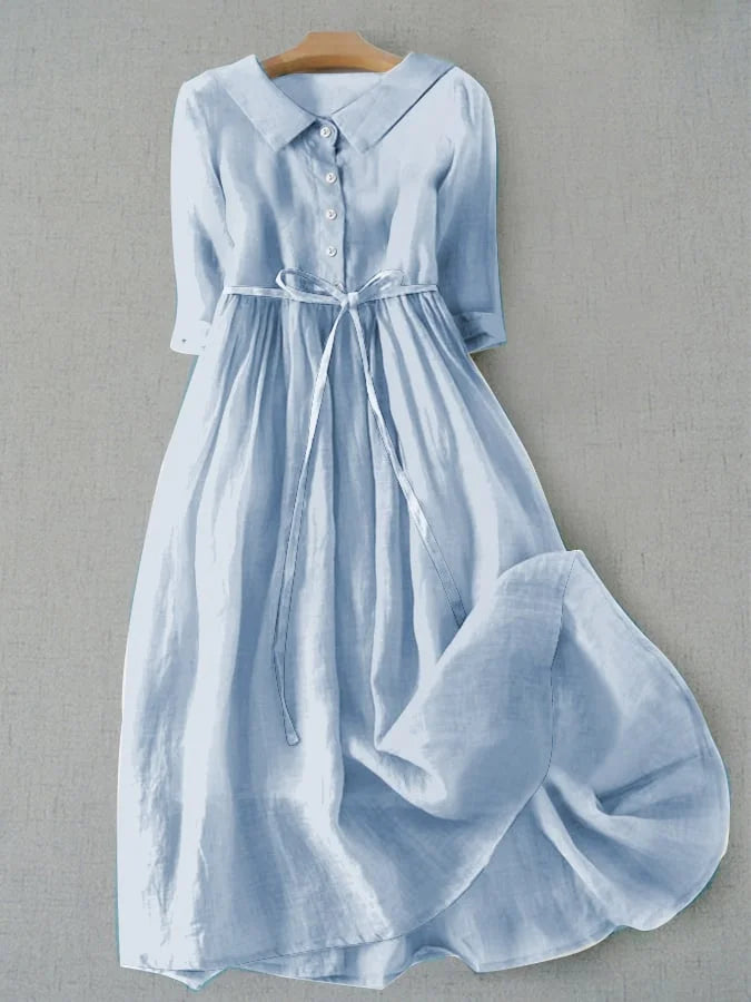 Nadja - Elegantes Kurzarmkleid mit Bindegürtel