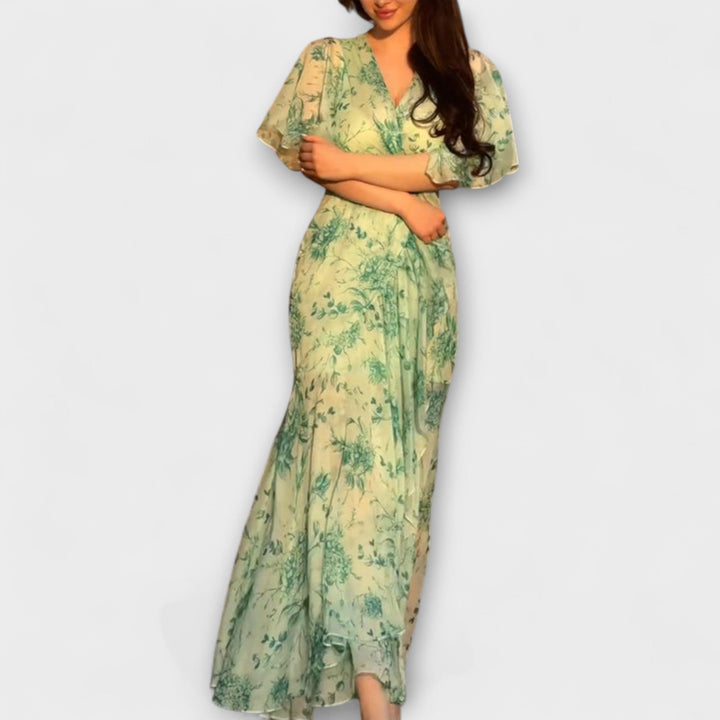 Marlene - Schickes Floral V-Ausschnitt Kleid